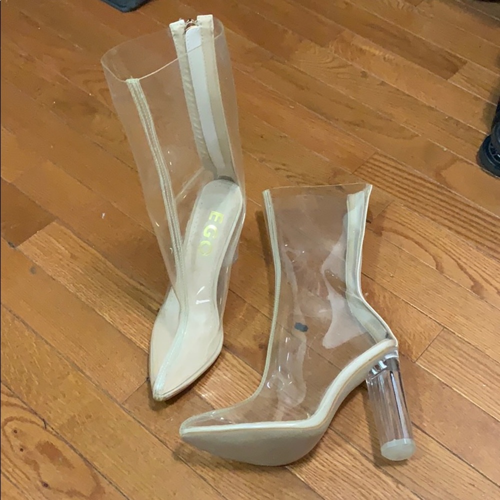 Clear heeled boots